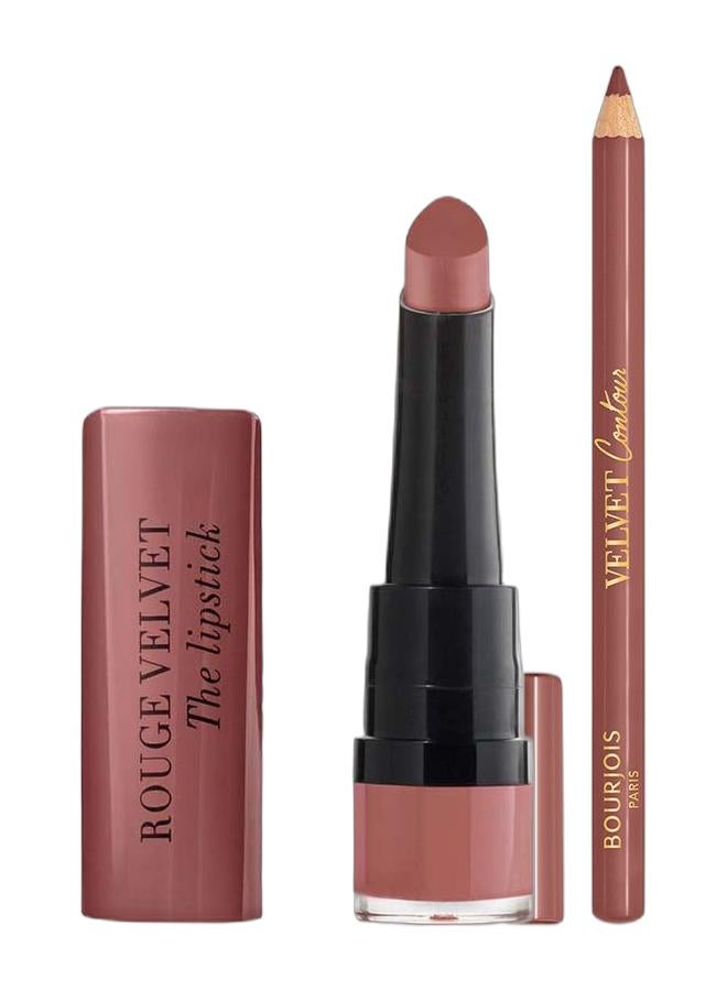 BOURJOIS PARIS Rouge Velvet The Lipstick 2.4 g 13 Nohalicious & Levres Contour Edition Lip Pencil 1.14 g 11 Funky Brown Bundle - Image 1
